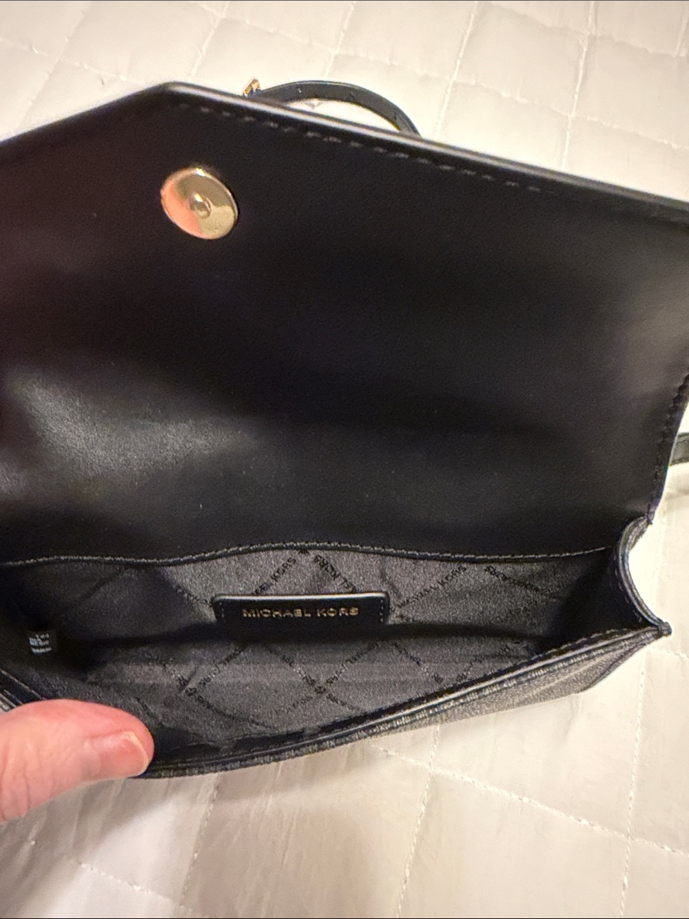 Michael Kors Black MK Monogram Crossbody - Picture 6 of 7